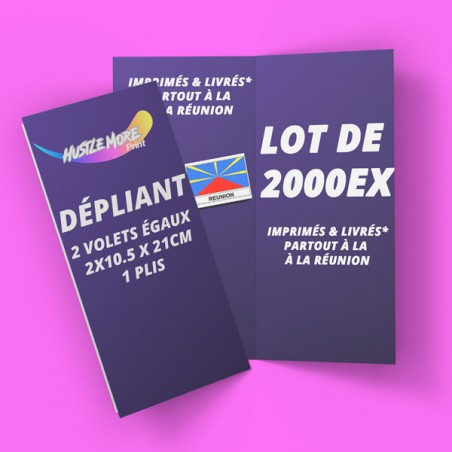 Imprimez vos 2000 Dépliants 2 volets égaux sur la réunion commande et livraison facile et rapide