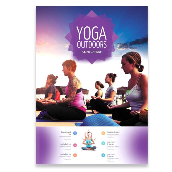Impression d'un flyer A5 à la Réunion sur le thème du yoga pour une entreprise de bien-être à Saint-Pierre