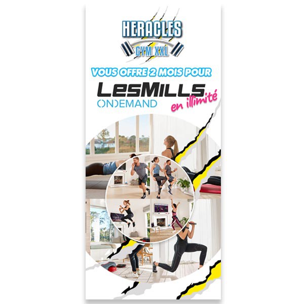 Tracts publicitaires en 9,6 x 21 cm imprimés en numérique pour la salle de musculation Heracles Gym XXL au Port