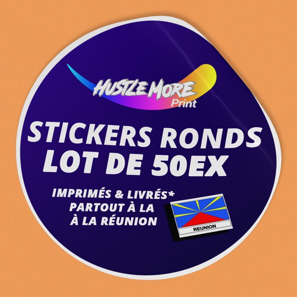 Commandez des stickers ou autocollants de formes rondes imprimés et livrés sur l'île de la Réunion