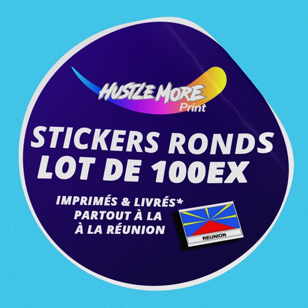 Imprimez des stickers ou autocollants ronds . Imprimés et livrés sur l'île de la Réunion