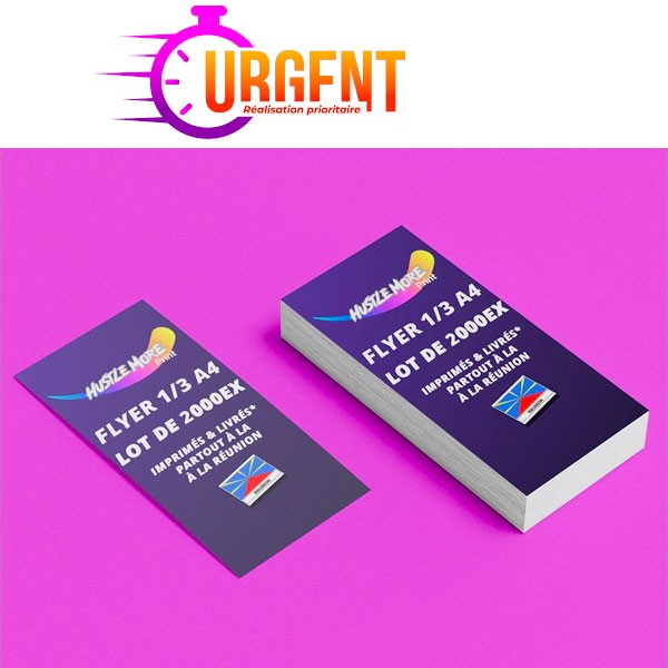 Imprimez en urgence vos 2000 flyers 1/3 A4 sur la réunion commande et livraison facile et rapide